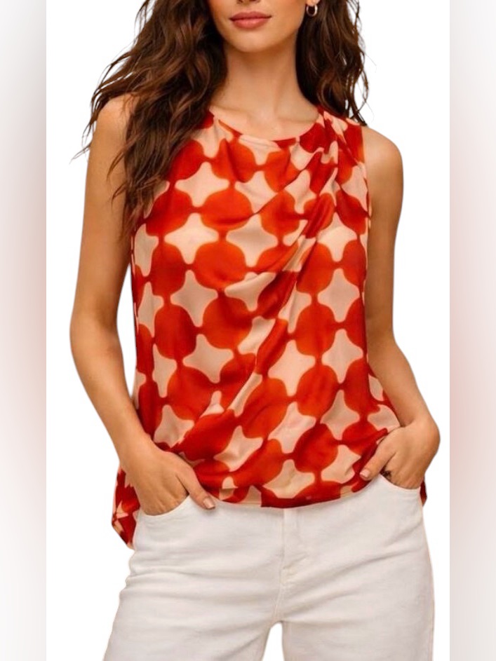 Maeve Anthropologie Quantum 100% Silk Draped Sleeveless Blouse 8